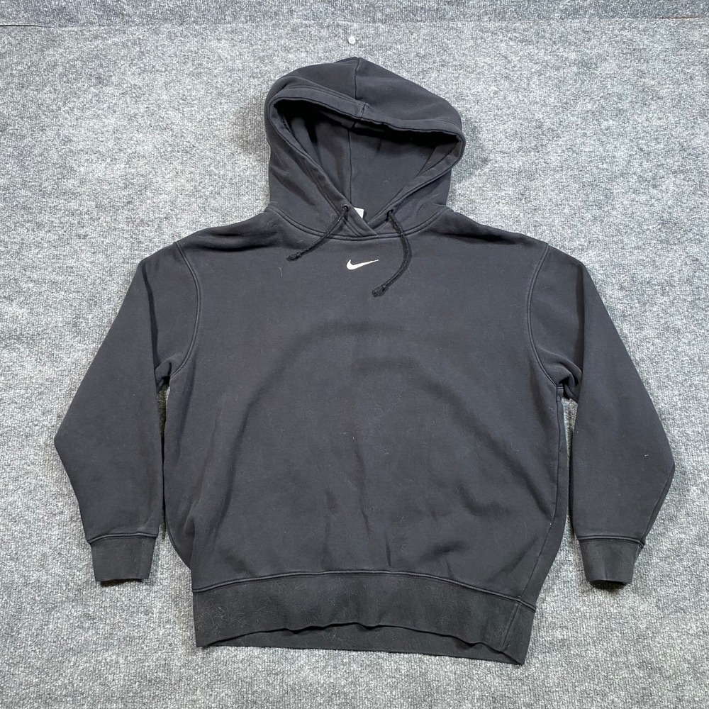 Nike Center Swoosh Hoodie Black Fleece Pullover DV7079-010 Womens Small